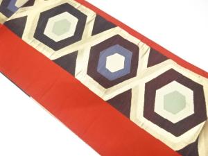 アンティーク　本場筑前博多　亀甲模様織り出し名古屋帯（着用可）